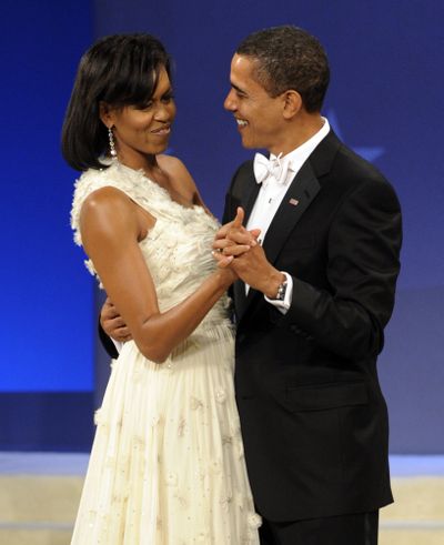 President Barack Obama and first lady Michelle Obama dance together at the Obama Home States Inaugural Ball in Washington on Tuesday.  (Associated Press / The Spokesman-Review)