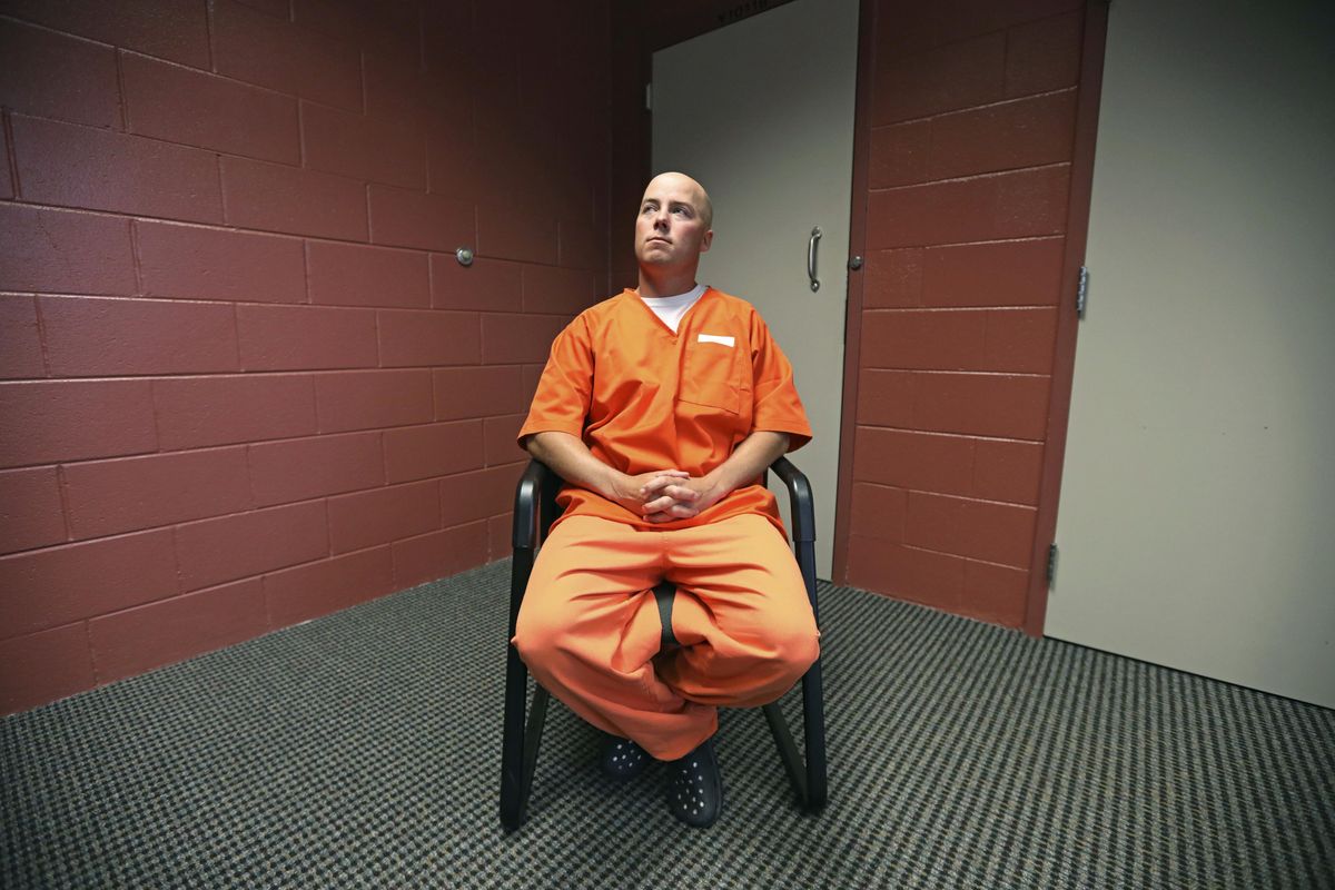 In this Tuesday, Oct. 9, 2018, photo, inmate Russell Henderson looks on during a prison interview at Wyoming Medium Correctional Institution, in Torrington, Wyo. Henderson is serving two consecutive life sentences for the murder of Matthew Shepard. Disagreement and raw emotion over Shepard’s killing linger in Wyoming 20 years after the crime. (Rick Bowmer / AP)
