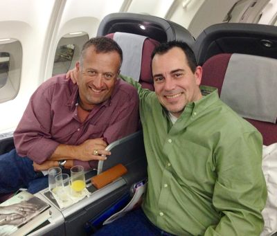 Dale Scott, left, pictured with his spouse Michael Rausch in March. (Associated Press)