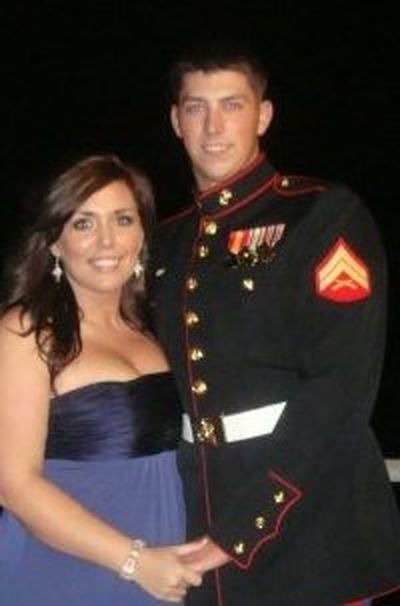 Marine Joshua Dumaw was killed in action in Afghanistan on Tuesday, June 22. He is pictured with his wife, Kailyn, in this image from his Facebook page.