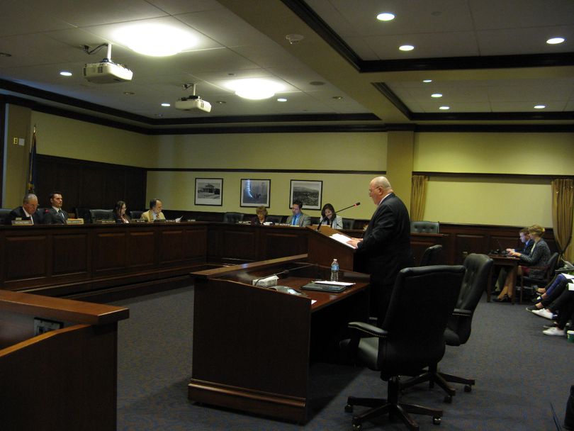 Rep. Eric Redman proposes his anti-Sharia law bill at a House State Affairs Committee hearing on Wednesday (Betsy Z. Russell)