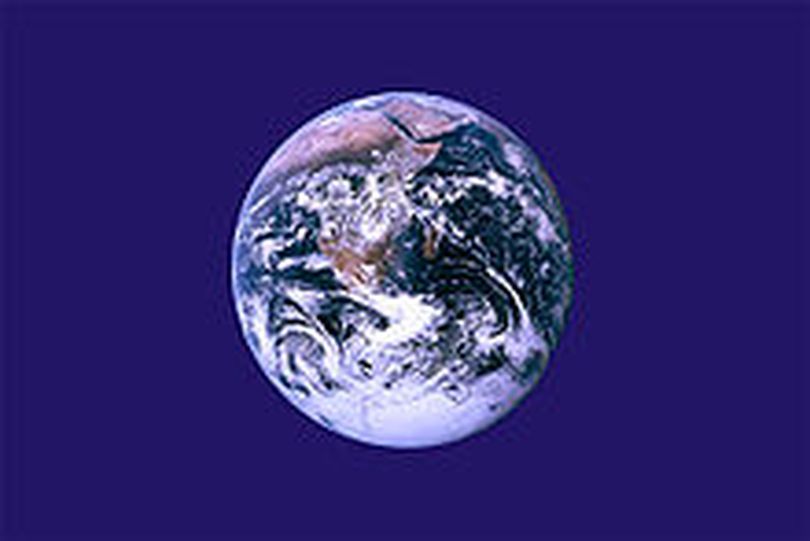 The Unofficial Earth Day flag, by John McConnell: the Blue Marble on a blue field.