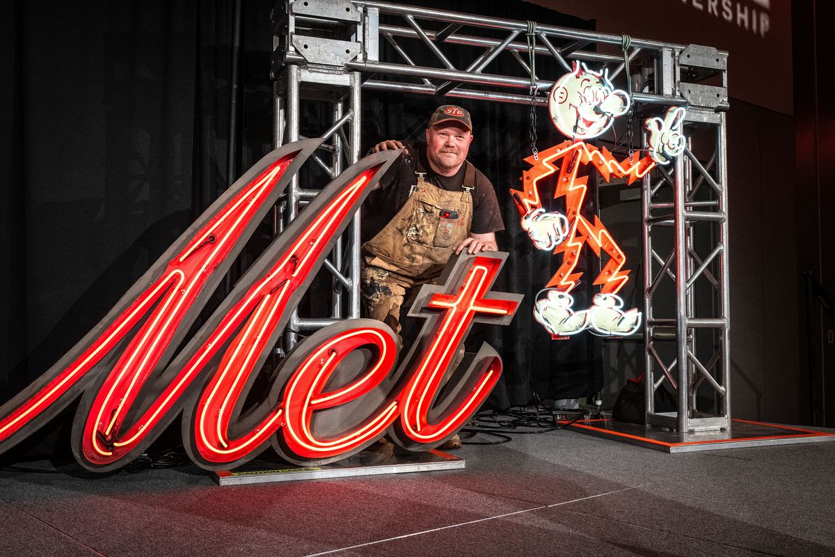 Chris Bovey will be the artist for Vintage Alley, a mural and neon lights installation coming to west Railroad Alley.  (COLIN MULVANY/THE SPOKESMAN-REVIEW)