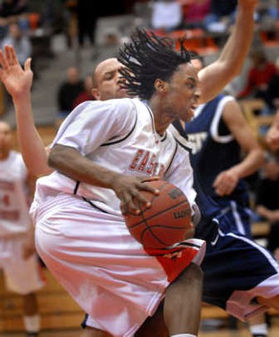 
Eastern Washington's Terry Gross drives the lane Thursday night at Reese Court against Montana State's defense. 
 (Brian Plonka / The Spokesman-Review)
