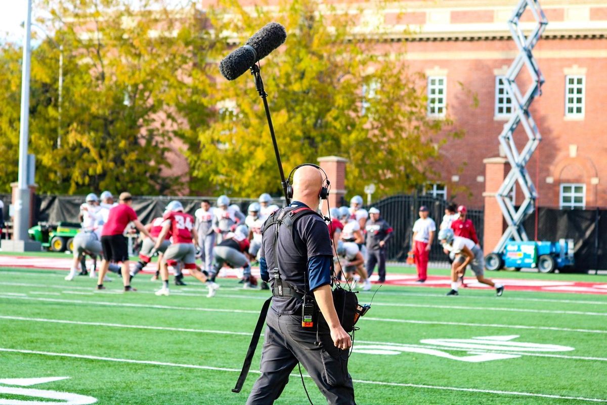 HBO crews film the Washington State football team for an episode of "24/7 College Football" on Aug. 17, 2019, in Pullman, Wash. (WSU Athletics / Courtesy)