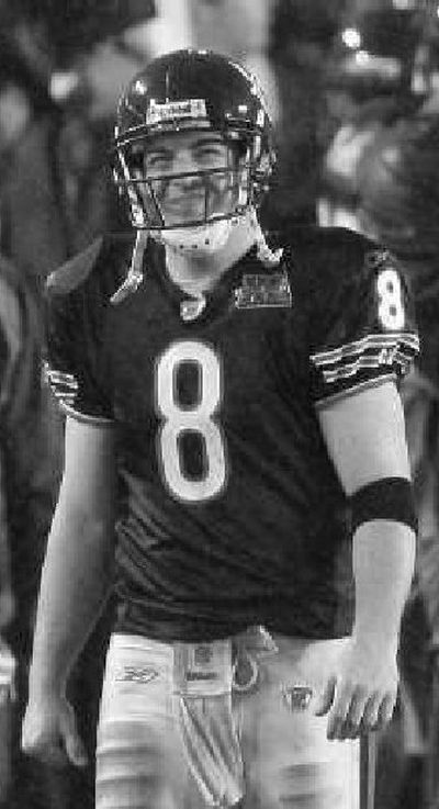 Chicago Bears quarterback Rex Grossman looks up at the scoreboard.
(Associated Press / The Spokesman-Review)