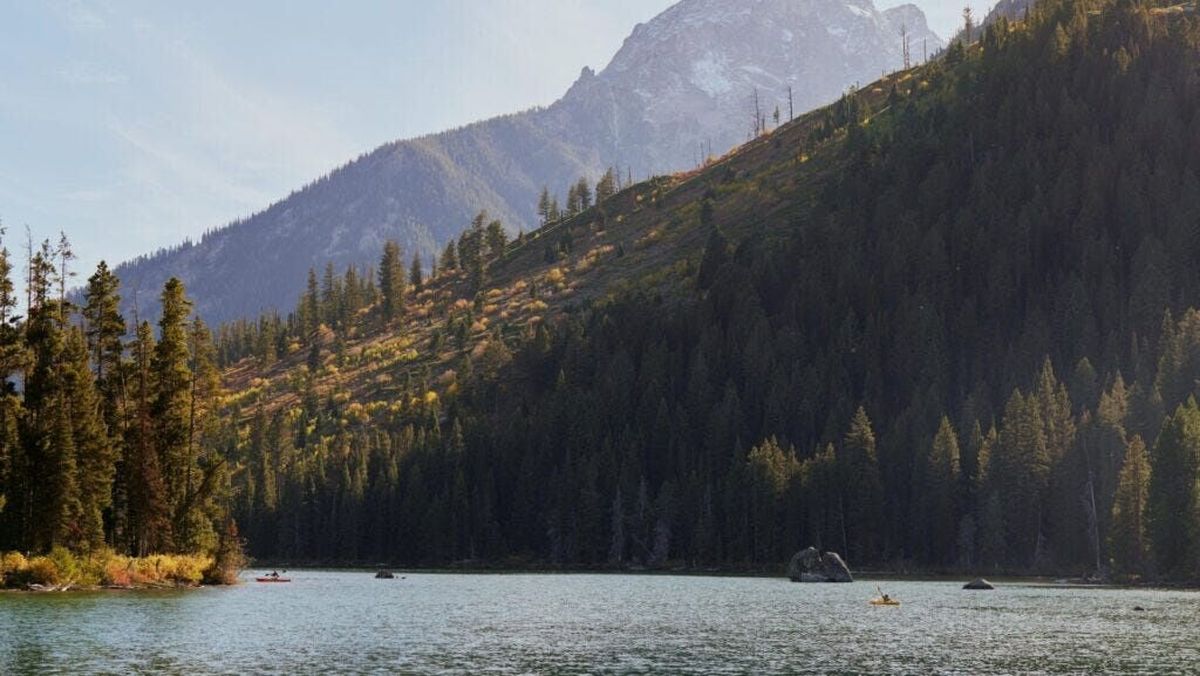 Take in fall colors from the lakes at Grand Teton National Park.  (Wyoming Office of Tourism)