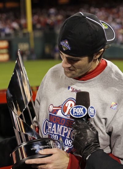 Associated Press Philadelphia pitcher Cole Hamels added a World Series MVP trophy to his NLCS MVP trophy. (Associated Press / The Spokesman-Review)