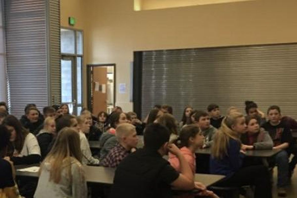 On Monday, Feb. 24, 2020, Freeman sixth-graders learn about the importance of budgeting and financing during a business session taught by Freeman High School FBLA student volunteers. The sixth-graders each filled out a “business misfortune” card that  tested them on  how to build a savings plan  for unexpected obstacles in life and in their business. (Freeman High School FBLA / Courtesy photo)