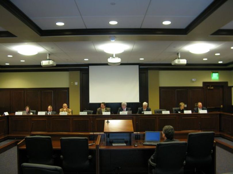 The Idaho Legislature's Joint Legislative Economic Outlook and Revenue Assessment Committee opens the first legislative hearing in the newly renovated Idaho state capitol. The legislative session starts Monday. (Betsy Russell)