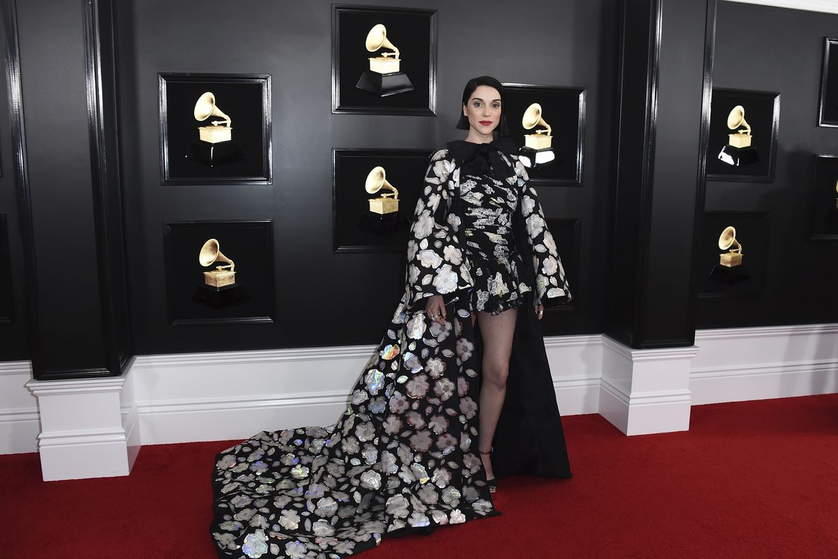 St. Vincent arrives at the 61st Annual Grammy Awards at the Staples Center on Sunday, Feb. 10, 2019, in Los Angeles.  (Jordan Strauss/Invision/AP)