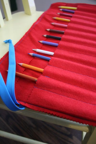 Felt pencil roll, sewn following directions in 