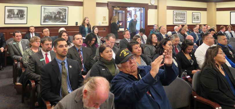 Crowd at hearing Tuesday morning on bill targeting tribal gaming (Betsy Z. Russell)