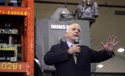 Republican presidential candidate Sen. John McCain, R-Ariz., speaks during a campaign stop in Belleville, Mich., on Thursday.Associated Press (Associated Press / The Spokesman-Review)