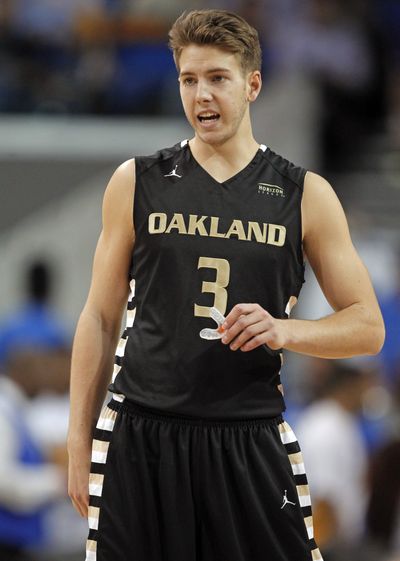 Oakland guard Travis Bader broke J.J. Redick's career record for 3-pointers by a Division I player with 461. (Associated Press)