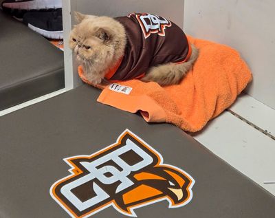 The Bowling Green Falcons mascot ‘Pudge The Cat.’  (George Carlson)