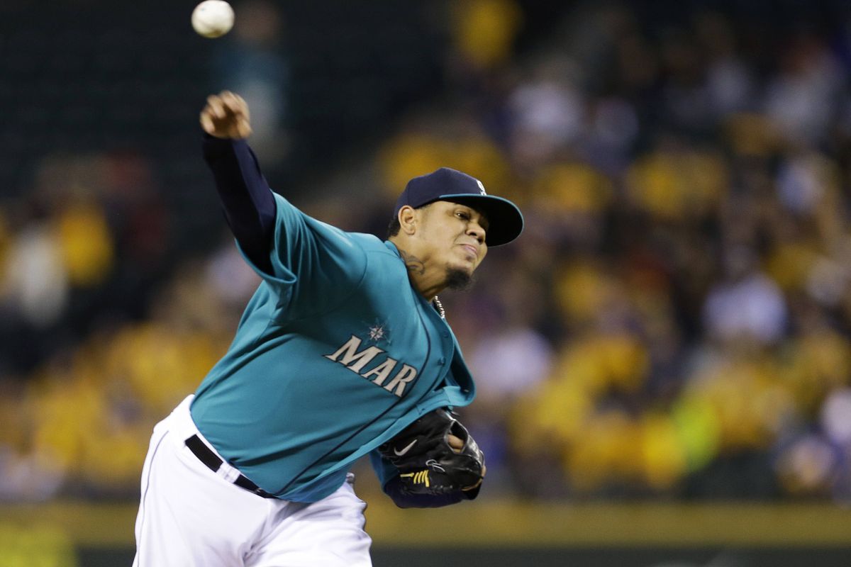 Seattle Mariners ace Felix Hernandez struck out 11 while improving to 17-7 in his career against Oakland. (Associated Press)