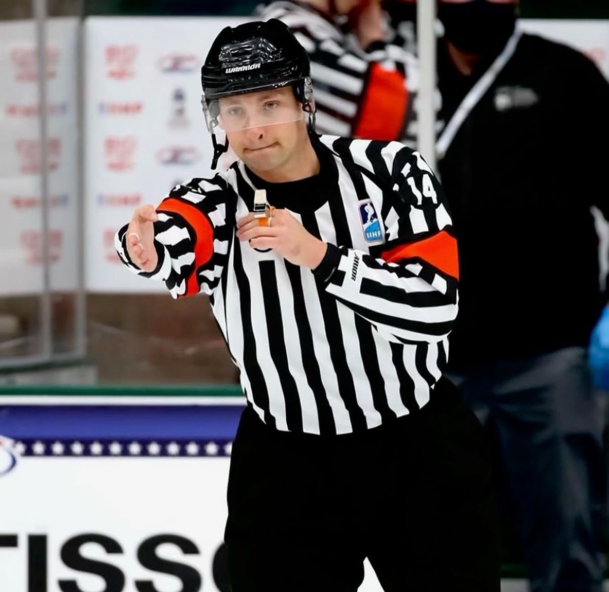 Spokane native Sean MacFarlane has become an experienced hockey referee in Europe  (Courtesy)