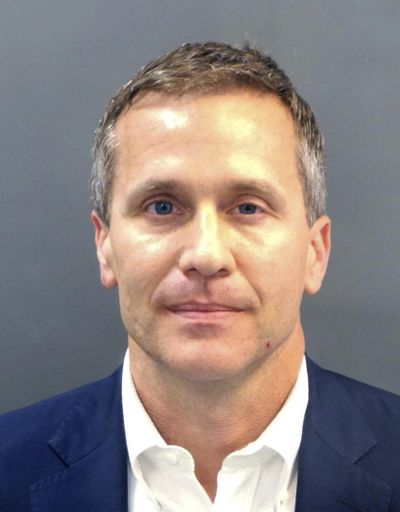 A booking photo provided by the St. Louis Metropolitan Police Department shows Missouri Gov. Eric Greitens on Thursday, Feb. 22, 2018. A St. Louis grand jury has indicted Greitens on a felony invasion of privacy charge for allegedly taking a compromising photo of a woman with whom he had an affair in 2015, the city circuit attorney’s office said Thursday. Greitens’ attorney issued a scathing statement challenging the indictment. (Courtesy / St. Louis Metropolitan Police Department)