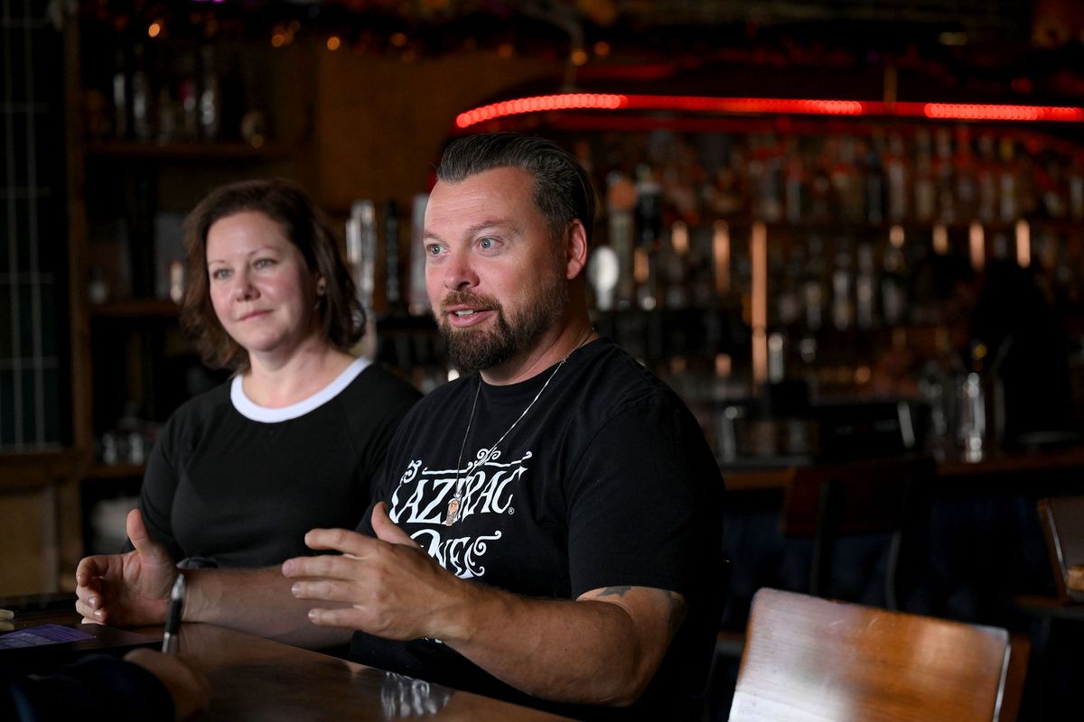 Owners of Pure Northwest, cocktail bar & eatery, Frances Brown and Darin Talotti talk Friday about the steps they took to open the bar in downtown Spokane.  (Kathy Plonka/The Spokesman-Revie)