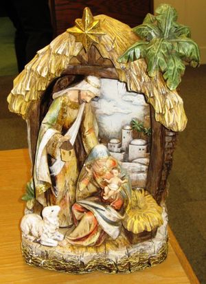 Creche sent to Washington governor's office by the Catholic League. State General Administration says it can't be displayed inside the Capitol, but can be displayed outside (General Administration, State of Wash.)