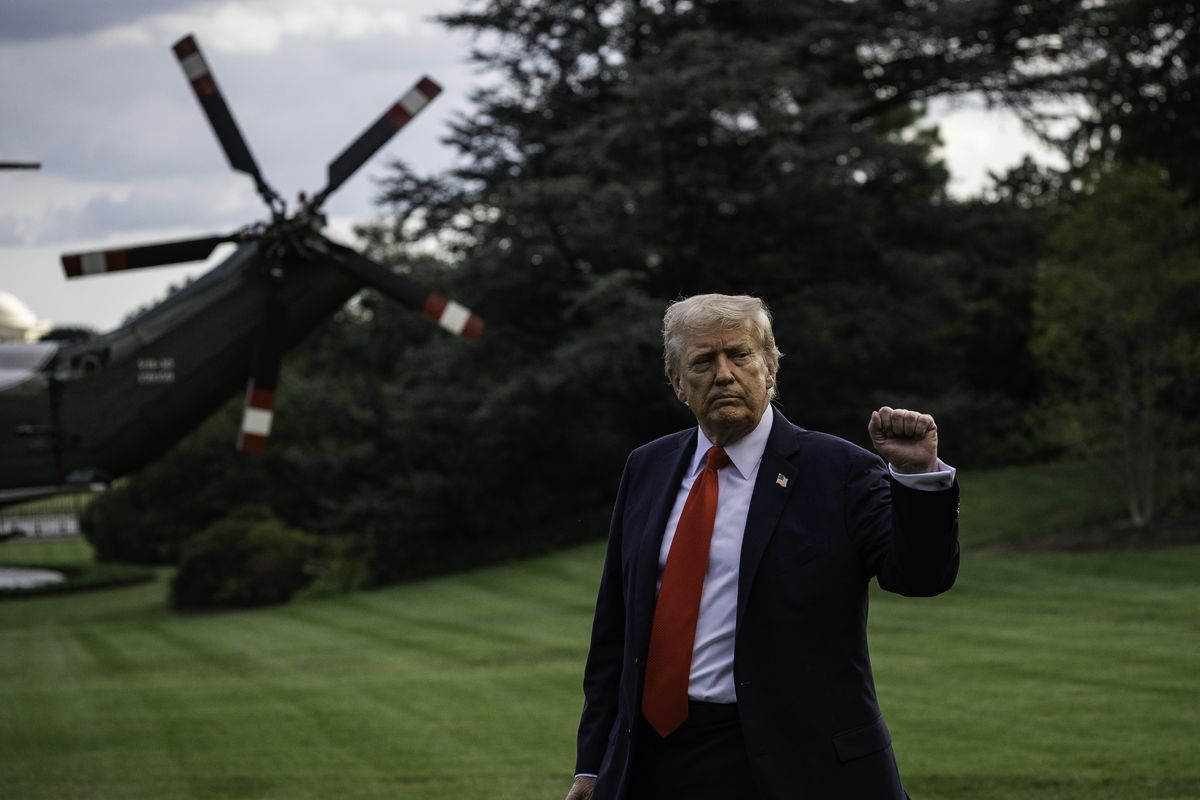 President Donald Trump makes his way to board Marine One at the White House on Thursday.  (The Washington Post)