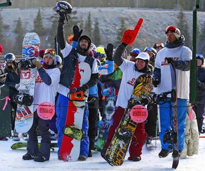 In this Oct. 21, 2016, photo, skiers and boarders who have waited in line since Oct. 19 for the first chair react on the opening day of ski season at Arapahoe Basin Ski Area in Colorado as A-Basin becomes the first ski resort in North America to open for the season. (Jack Dempsey / AP)