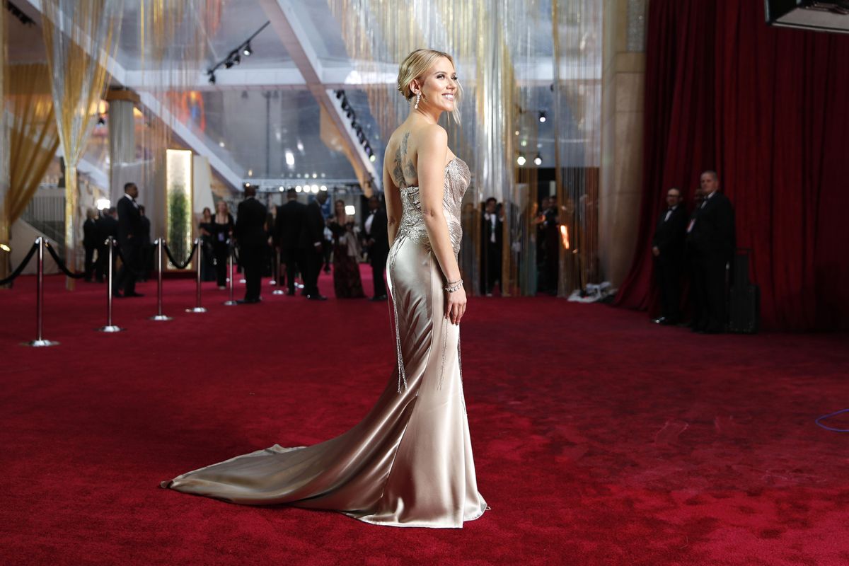 Scarlett Johansson arrives at the Oscars on Sunday in Los Angeles. (John Locher / Associated Press)