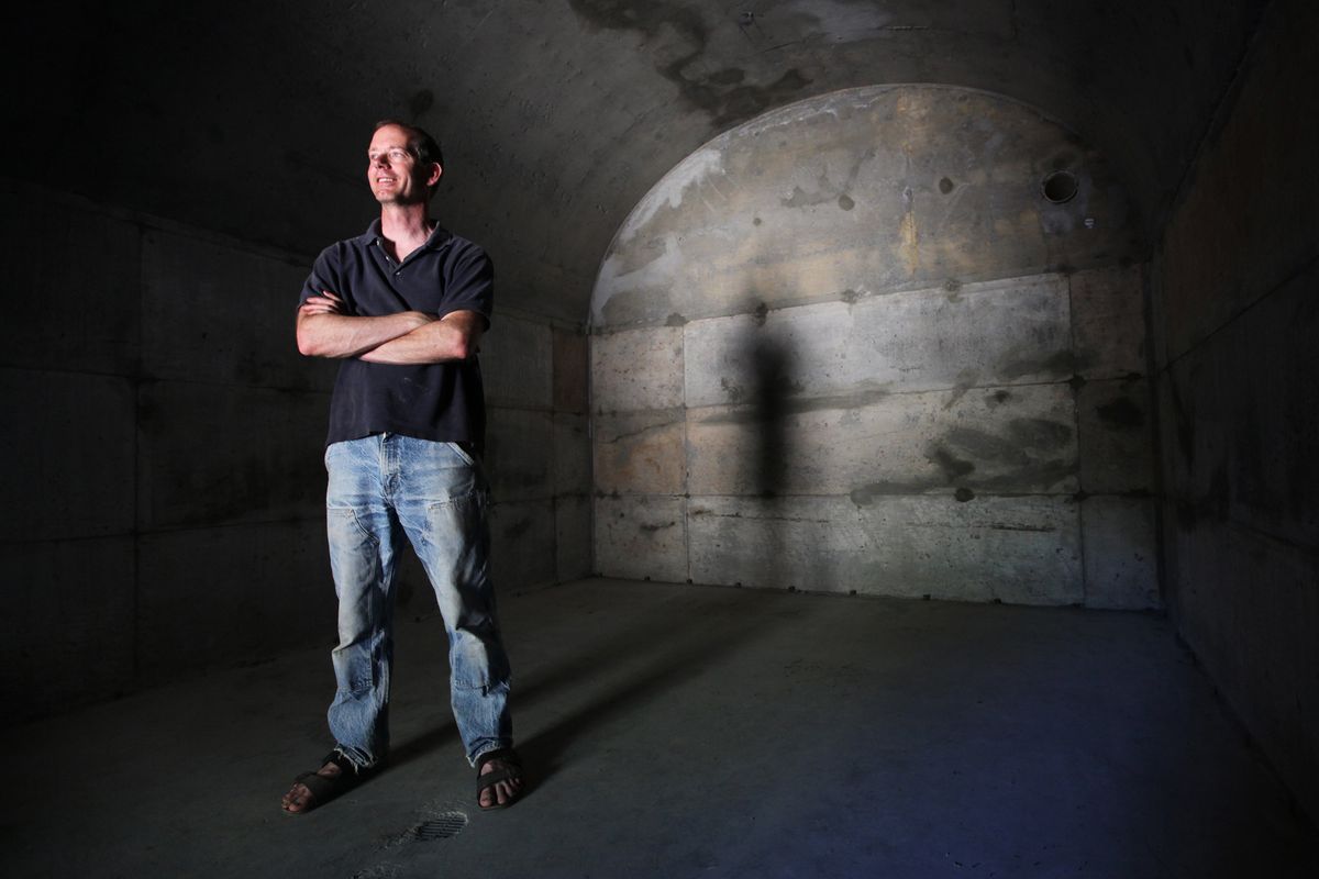 Right: Kurt Timmermeister stands in his nearly completed 330-square-foot cheese cave on his Vashon Island, Wash., property. The cave will help Timmermeister