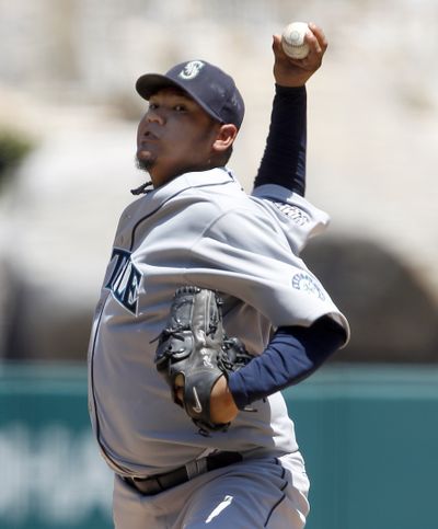 Mariners pitcher Felix Hernandez has won once at Angel Stadium in 12 starts. (Associated Press)