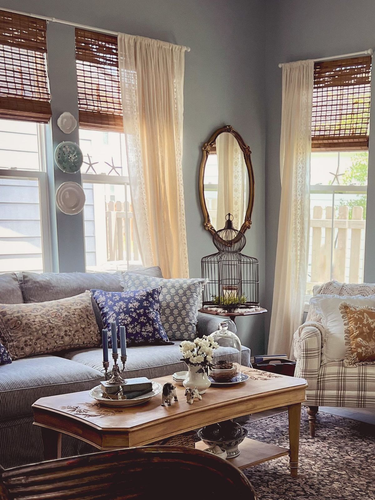 Coastalcore and grannycore create a soothing vibe in Shoshanna Criswell’s Charleston home. Her grandparents ran an antique refurbishing business in Chicago, and Criswell is keeping alive the tradition of breathing new life into old items. 