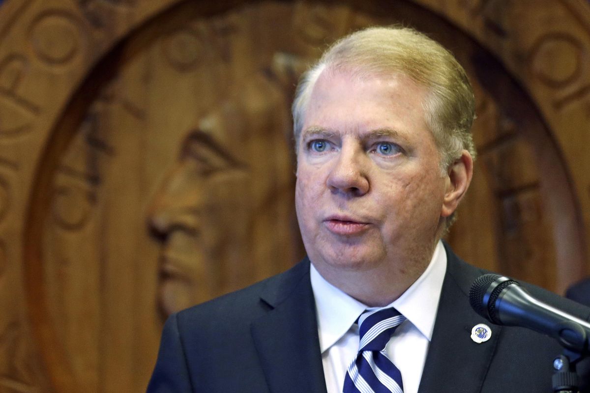 In this April 27, 2017, file photo, Seattle Mayor Ed Murray speaks during a press conference in Seattle. (Elaine Thompson / AP)