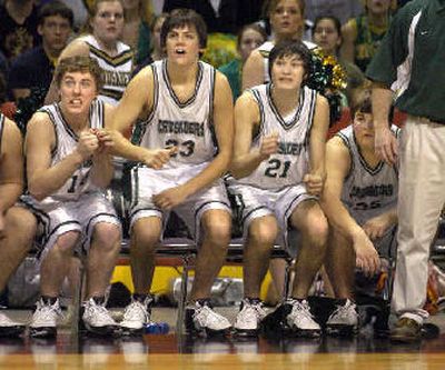 
Northwest Christian's players grow anxious during Wednesday's win. 
 (Christopher Anderson / The Spokesman-Review)