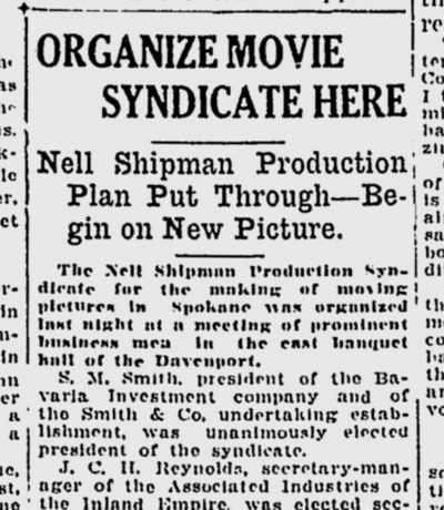 Nell Shipman, the international silent film star, finalized a deal to bring a syndicate to Spokane’s Minnehaha Park movie studio on this day in 1922.  (S-R archives)