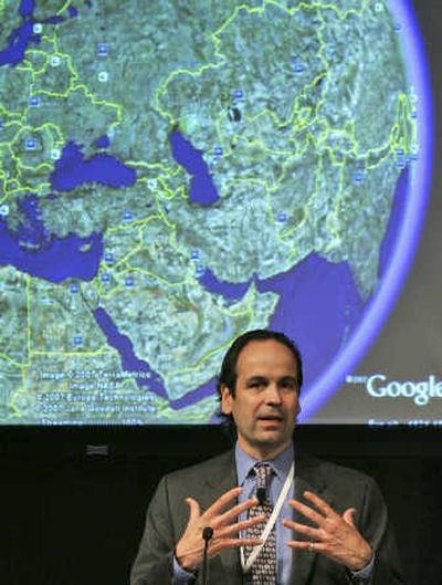 
Earthwatch Institute President and CEO Edward Wilson gestures while speaking at the rollout of Google Earth Outreach during a news conference in New York on Tuesday.Associated Press
 (Associated Press / The Spokesman-Review)