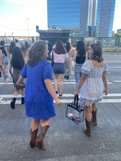 The Ditto daughters are all smiles as they headed into Lumen Field in Seattle this summer for the Taylor Swift Eras Tour.  (Julia Ditto)