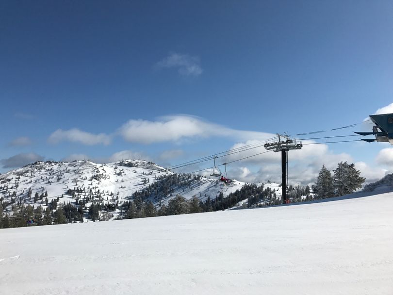 A spring day at Bogus Basin, Boise's non-profit ski resort, on Sunday, April 9, 2017. The resort is open for one more week, closing on April 16, and the slopes are calling... (Betsy Z. Russell)