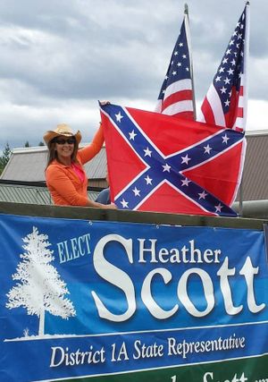This is the photo Idaho Rep. Heather Scott, R-Blanchard, posted on Facebook, writing, “Protecting and promoting our freedom of speech is an honor.”