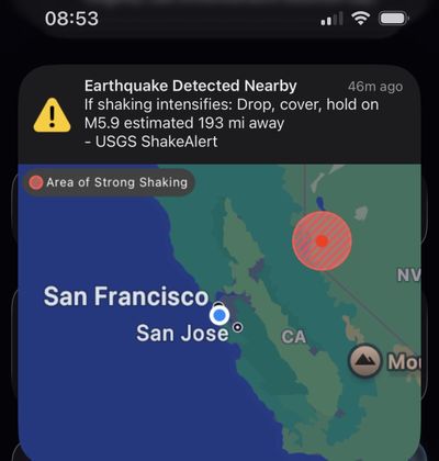 A phone in the San Francisco Bay Area received a false alarm about a magnitude 5.9 earthquake was purported to hit near Carson City, Nev., just after 8 a.m. Thursday. No earthquake actually occurred.  (Rong-Gong Lin II/Los Angeles Times/TNS)
