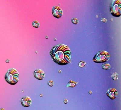 A peace flag is refracted in the raindrops of a car windshield as it rains in Fort Smith, Ark. Sunday April 18, 2010. (Kaia Larsen / Times Record)