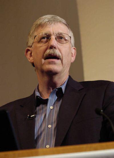 Biologist Francis S. Collins speaks at the Brooks-Rogers Recital Hall, Williams College, Williamstown, Mass., earlier this month. 
 (Associated Press / The Spokesman-Review)