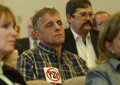 
Jerry Bonasofsky, a logger from Graham, Wash., listens Wednesday to  testimony about the Yellowstone-to-Yukon conservation initiative. 
 (Richard Roesler / The Spokesman-Review)