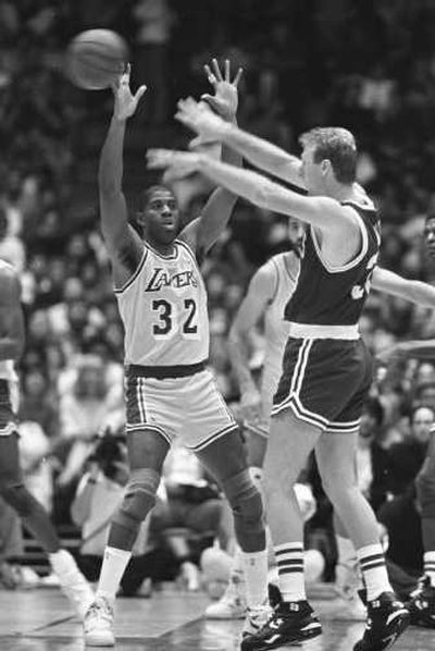 
Many great moments came to pass whenever Magic Johnson of the Los Angeles Lakers hooked up against Larry Bird and the Boston Celtics. Icon Sports Media
 (Icon Sports Media / The Spokesman-Review)