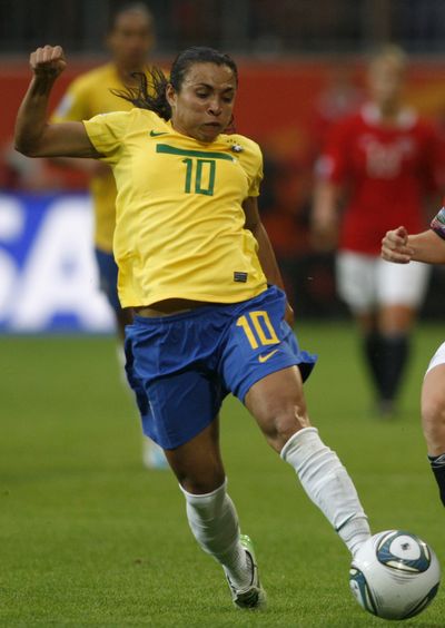 Brazil's Marta scored twice in a win over Norway. (Associated Press)