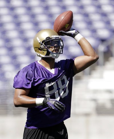 Washington tight end Austin Seferian-Jenkins was dressed and on the sideline at practice Friday. (Associated Press)