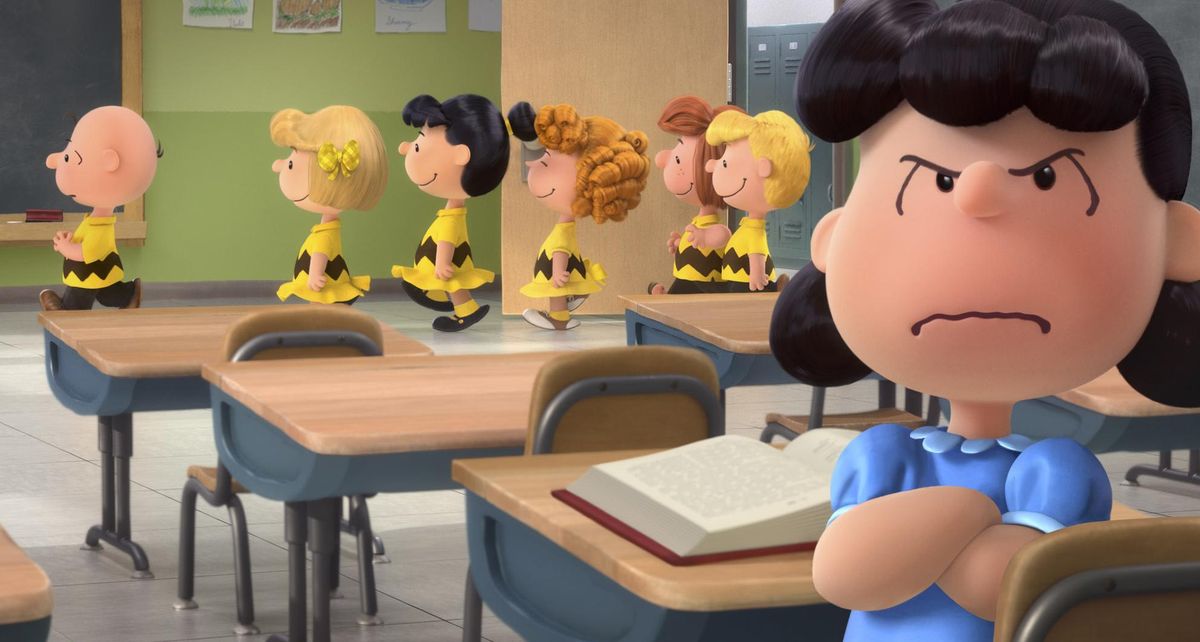 Lucy, right, is none too happy about Charlie Brown’s newfound status in the new film, “The Peanuts Movie.” (Twentieth Century Fox / Twentieth Century Fox)