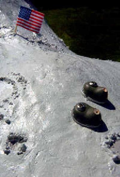 
The astronaut was broken off of the Man on the Moose statue on Monday.
 (Kathy Plonka / The Spokesman-Review)