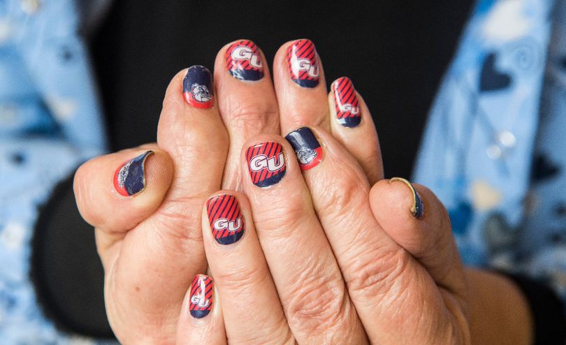 Gonzaga fan Dianna Jokela displays her pride in Gonzaga after the NCAA Selection Show on Sunday. (Dan Pelle/SR photo)