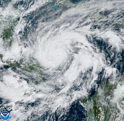 This GeoColor satellite image taken Monday, Nov. 2, 2020, at 1 p.m. EDT, and provided by NOAA, shows Hurricane Eta in the Gulf of Mexico approaching the border of Honduras and Nicaragua. New Hurricane Eta quickly gained force Monday as it headed for Central America on the verge of becoming a major hurricane, threatening massive flooding and landslides across a vulnerable region. (HOGP)