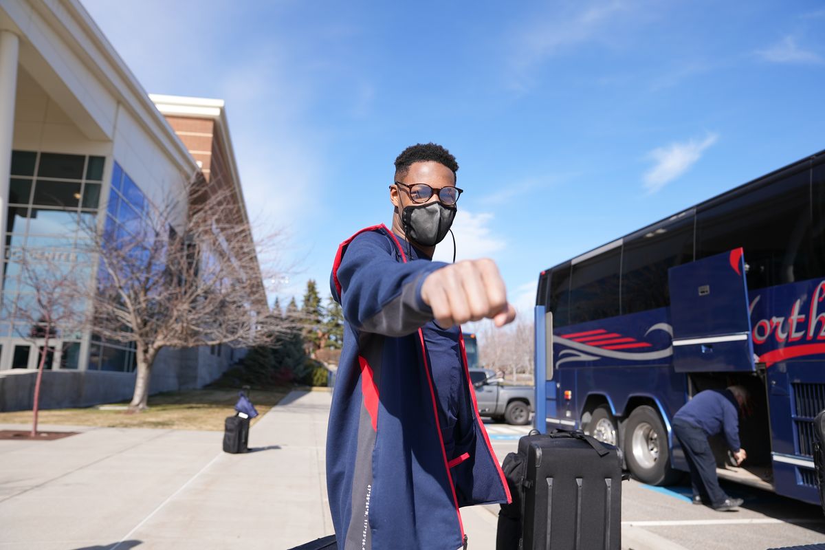 Gonzaga guard Joel Ayayi gives the camera a fist bump Sunday in Spokane after the NCAA Tournament selection show.  (Courtesy of Gonzaga Athletics)